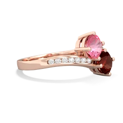 Lab Pink Sapphire Channel Set Two Stone 14K Rose Gold ring R5303