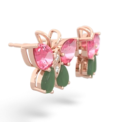 Lab Pink Sapphire Butterfly 14K Rose Gold earrings E2215