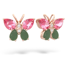 Lab Pink Sapphire Butterfly 14K Rose Gold earrings E2215