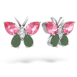 Lab Pink Sapphire Butterfly 14K White Gold earrings E2215