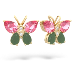 Lab Pink Sapphire Butterfly 14K Yellow Gold earrings E2215