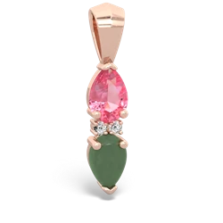 Lab Pink Sapphire Bowtie Drop 14K Rose Gold pendant P0865