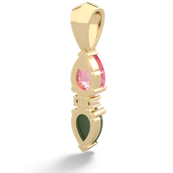 Lab Pink Sapphire Bowtie Drop 14K Yellow Gold pendant P0865