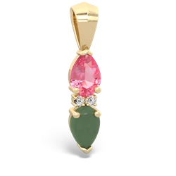 Lab Pink Sapphire Bowtie Drop 14K Yellow Gold pendant P0865