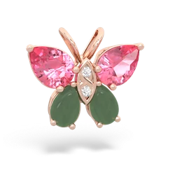 Lab Pink Sapphire Butterfly 14K Rose Gold pendant P2215