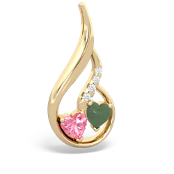 Lab Pink Sapphire Keepsake Curves 14K Yellow Gold pendant P5450