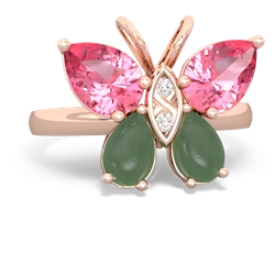 Lab Pink Sapphire Butterfly 14K Rose Gold ring R2215