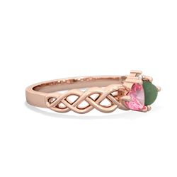 Lab Pink Sapphire Heart To Heart Braid 14K Rose Gold ring R5870