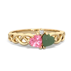 Lab Pink Sapphire Heart To Heart Braid 14K Yellow Gold ring R5870