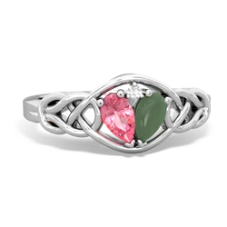 Lab Pink Sapphire Celtic Love Knot 14K White Gold ring R5420