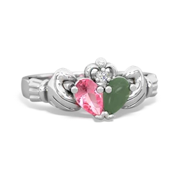 Lab Pink Sapphire 'Our Heart' Claddagh 14K White Gold ring R2388