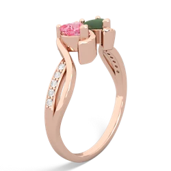 Lab Pink Sapphire Side By Side 14K Rose Gold ring R3090