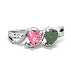 Lab Pink Sapphire Side By Side 14K White Gold ring R3090