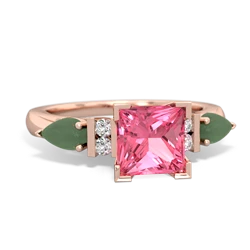 Lab Pink Sapphire 6Mm Princess Eternal Embrace Engagement 14K Rose Gold ring C2002