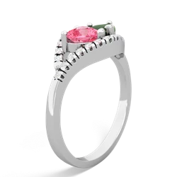 Lab Pink Sapphire Mother And Child 14K White Gold ring R3010