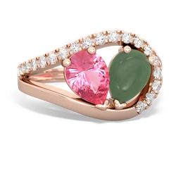 Lab Pink Sapphire Nestled Heart Keepsake 14K Rose Gold ring R5650