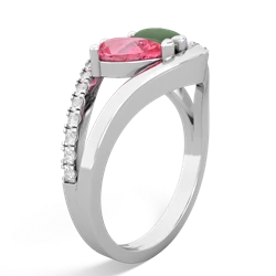 Lab Pink Sapphire Nestled Heart Keepsake 14K White Gold ring R5650