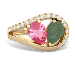 Lab Pink Sapphire Nestled Heart Keepsake 14K Yellow Gold ring R5650