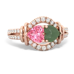 Lab Pink Sapphire Art-Deco Keepsake 14K Rose Gold ring R5630