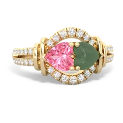 Lab Pink Sapphire Art-Deco Keepsake 14K Yellow Gold ring R5630