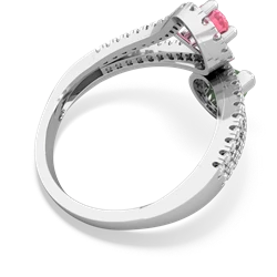 Lab Pink Sapphire Diamond Dazzler 14K White Gold ring R3000