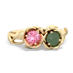 Lab Pink Sapphire Rose Garden 14K Yellow Gold ring R5510