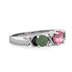 Lab Pink Sapphire Hugs And Kisses 14K White Gold ring R5016