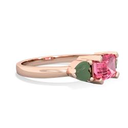Lab Pink Sapphire Three Stone 14K Rose Gold ring R5235