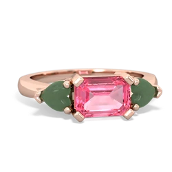 Lab Pink Sapphire Three Stone 14K Rose Gold ring R5235