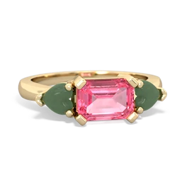 Lab Pink Sapphire Three Stone 14K Yellow Gold ring R5235