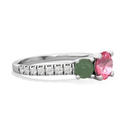 Lab Pink Sapphire Pave Trellis 14K White Gold ring R5500