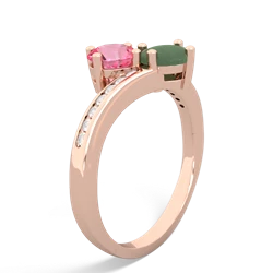 Lab Pink Sapphire Channel Set Two Stone 14K Rose Gold ring R5303