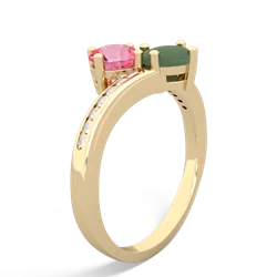 Lab Pink Sapphire Channel Set Two Stone 14K Yellow Gold ring R5303