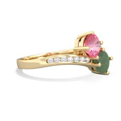 Lab Pink Sapphire Channel Set Two Stone 14K Yellow Gold ring R5303