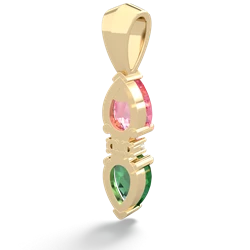 Lab Pink Sapphire Bowtie Drop 14K Yellow Gold pendant P0865