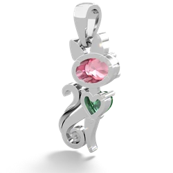 Lab Pink Sapphire Kitten 14K White Gold pendant P5780