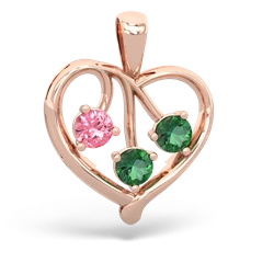 Lab Pink Sapphire Glowing Heart 14K Rose Gold pendant P2233