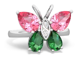 Lab Pink Sapphire Butterfly 14K White Gold ring R2215