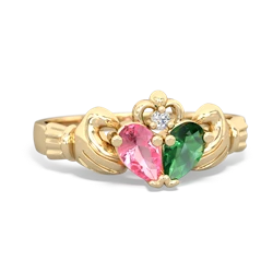 Lab Pink Sapphire 'Our Heart' Claddagh 14K Yellow Gold ring R2388