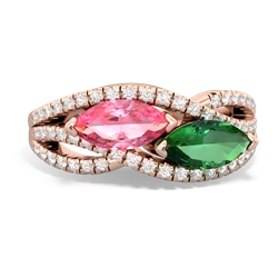 Lab Pink Sapphire Diamond Rivers 14K Rose Gold ring R3070