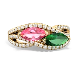 Lab Pink Sapphire Diamond Rivers 14K Yellow Gold ring R3070