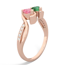 Lab Pink Sapphire Side By Side 14K Rose Gold ring R3090