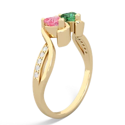 Lab Pink Sapphire Side By Side 14K Yellow Gold ring R3090