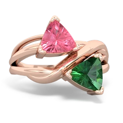 Lab Pink Sapphire Split Band Swirl 14K Rose Gold ring R2341