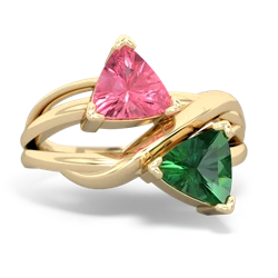 Lab Pink Sapphire Split Band Swirl 14K Yellow Gold ring R2341