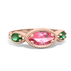 Lab Pink Sapphire Milgrain Marquise 14K Rose Gold ring R5700