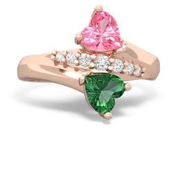 Lab Pink Sapphire Heart To Heart 14K Rose Gold ring R2064