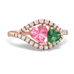 Lab Pink Sapphire Mother And Child 14K Rose Gold ring R3010