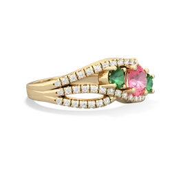 Lab Pink Sapphire Three Stone Aurora 14K Yellow Gold ring R3080