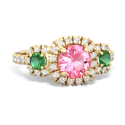 Lab Pink Sapphire Regal Halo 14K Yellow Gold ring R5350